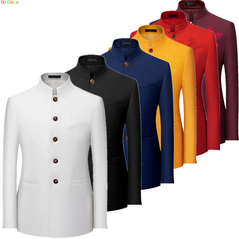 Men Formal Wear Red - Jas Pria Gaya Cina Lengan Panjang