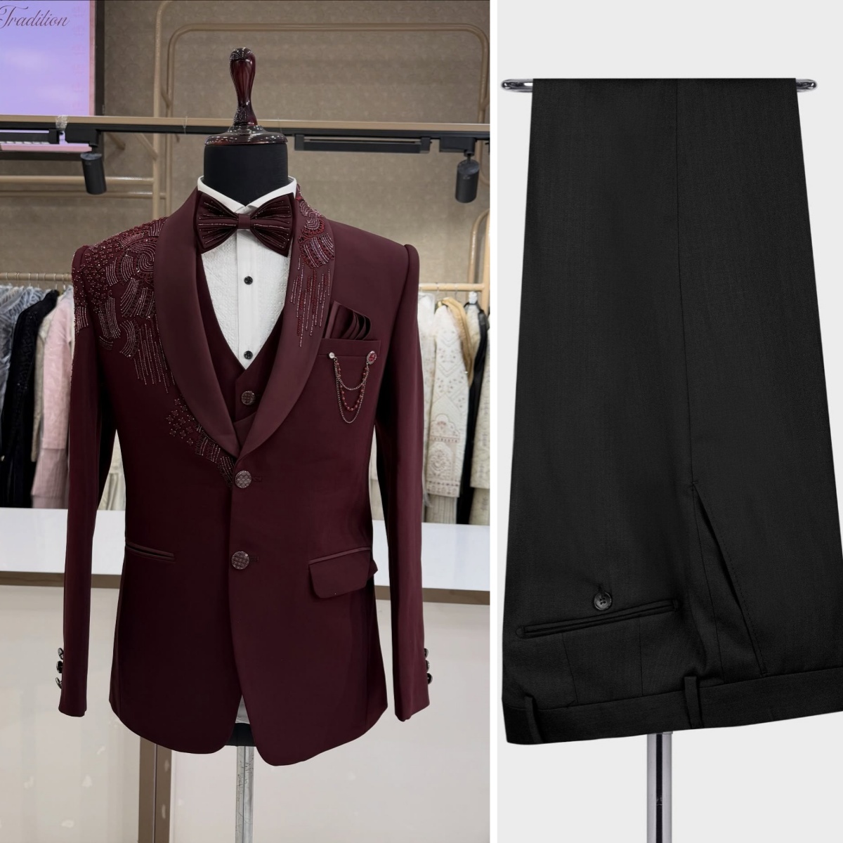 3 Set Jas Tuxedo Pengantin Pri - Men Formal Wear Red ulasan dan harga