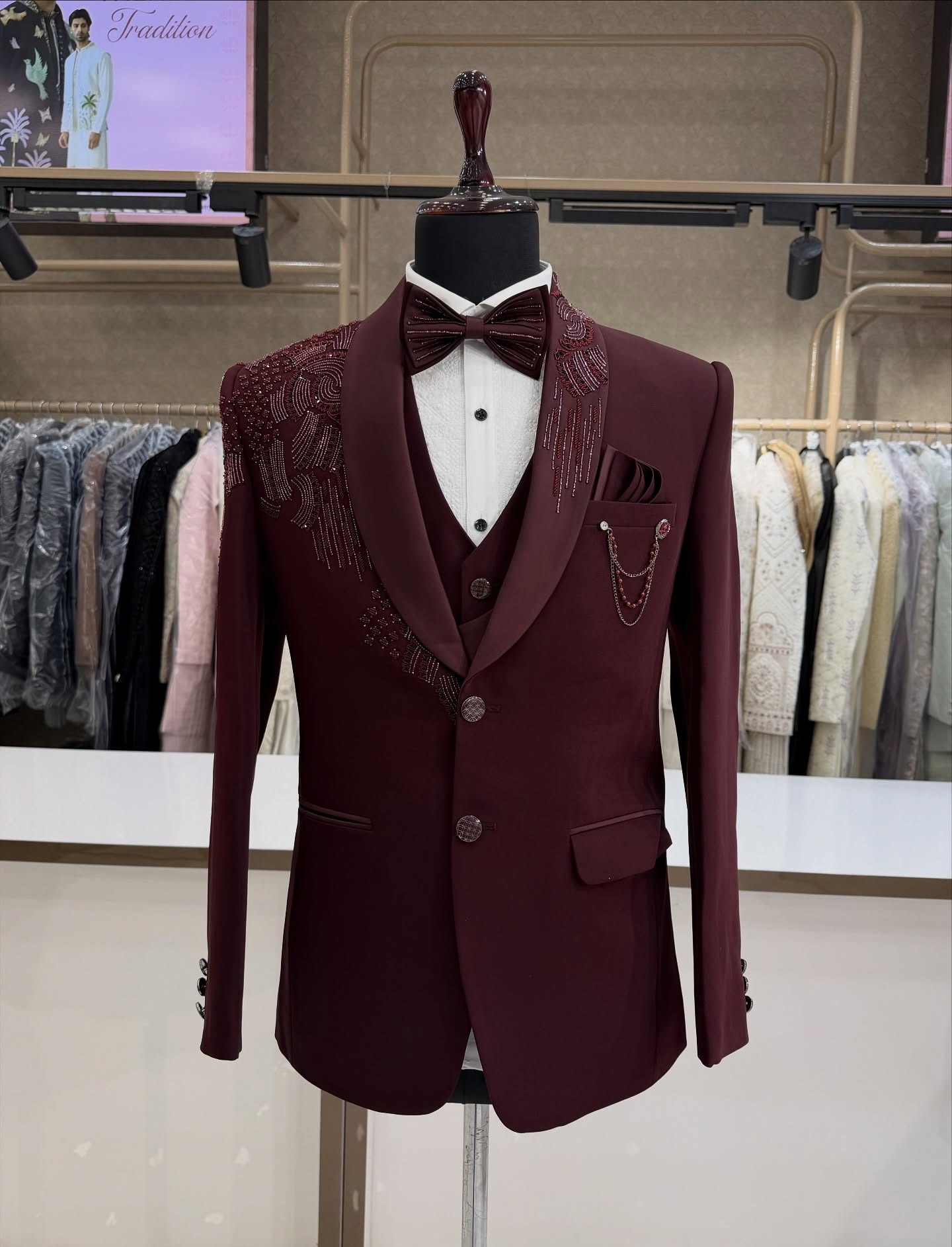 3 Set Jas Tuxedo Pengantin Pri - Men Formal Wear Red ulasan dan harga