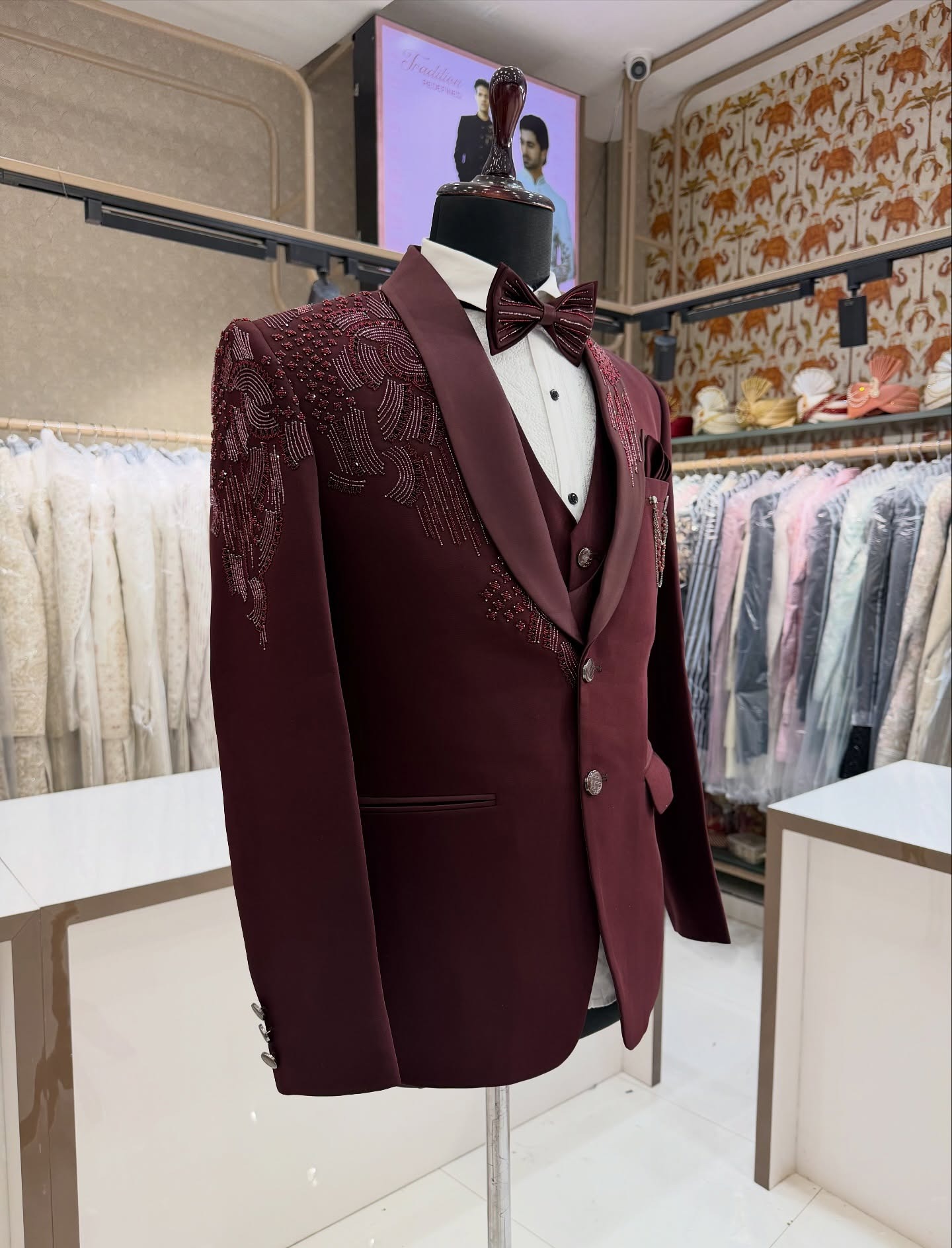 3 Set Jas Tuxedo Pengantin Pri - Men Formal Wear Red ulasan dan harga