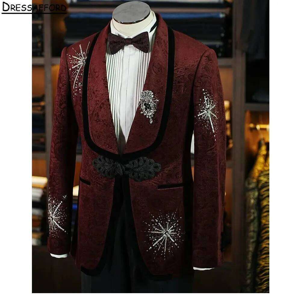 Jas Tuxedo Pria Formal Bisnis  - Men Formal Wear Red ulasan dan harga